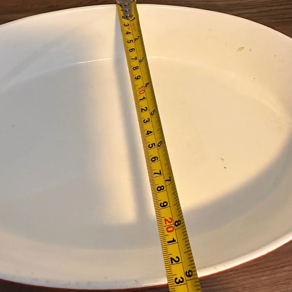 Casron Japan Flame Orange Enameled Cast Iron Oval Au Gratin Baker Dish 15in MCM